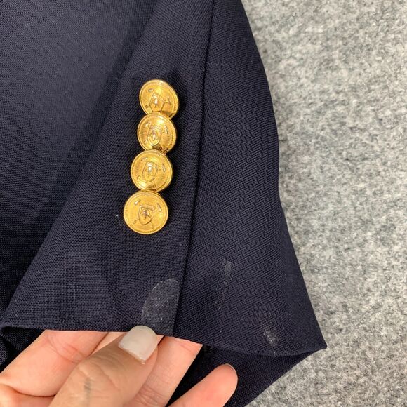 Vintage Chaps Ralph Lauren Blazer Mens 46 Navy Wool Gold Buttons Padded Shoulder - Picture 8 of 16